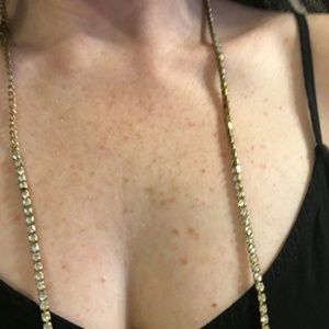 Extra long expandable gold necklace statement peace